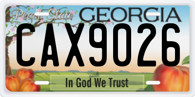 GA license plate CAX9026