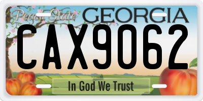 GA license plate CAX9062