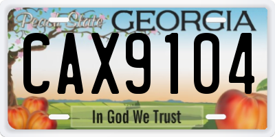 GA license plate CAX9104