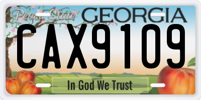 GA license plate CAX9109