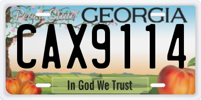 GA license plate CAX9114