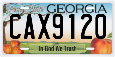 GA license plate CAX9120
