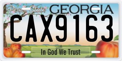 GA license plate CAX9163