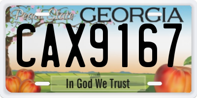 GA license plate CAX9167