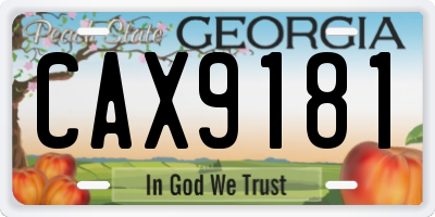 GA license plate CAX9181