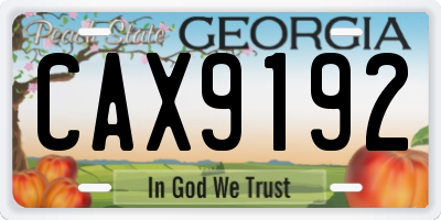 GA license plate CAX9192