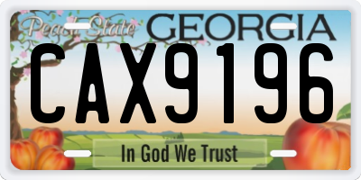 GA license plate CAX9196