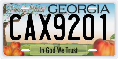 GA license plate CAX9201
