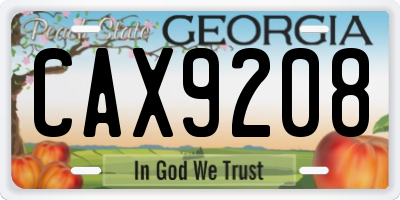 GA license plate CAX9208