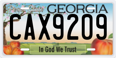 GA license plate CAX9209