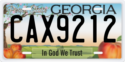 GA license plate CAX9212