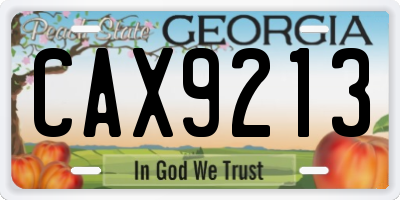 GA license plate CAX9213