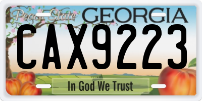 GA license plate CAX9223