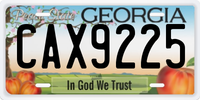GA license plate CAX9225