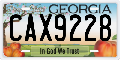 GA license plate CAX9228