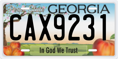 GA license plate CAX9231
