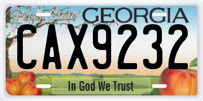 GA license plate CAX9232