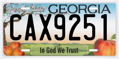 GA license plate CAX9251
