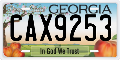 GA license plate CAX9253
