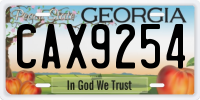 GA license plate CAX9254