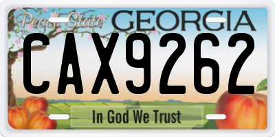 GA license plate CAX9262