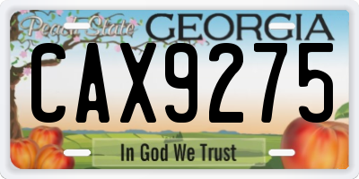 GA license plate CAX9275
