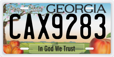 GA license plate CAX9283