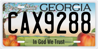 GA license plate CAX9288