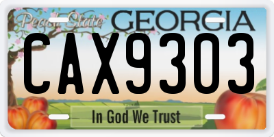 GA license plate CAX9303