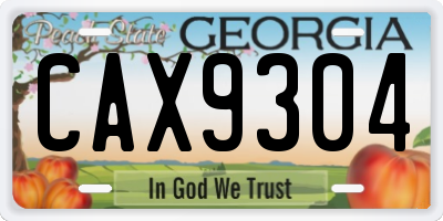 GA license plate CAX9304