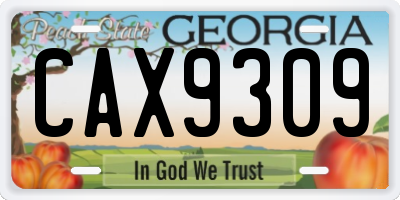 GA license plate CAX9309