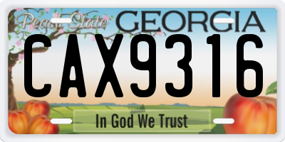 GA license plate CAX9316
