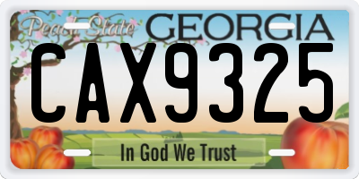 GA license plate CAX9325