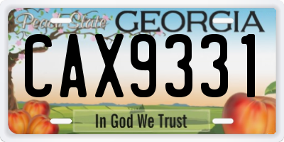 GA license plate CAX9331
