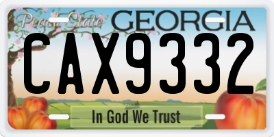 GA license plate CAX9332