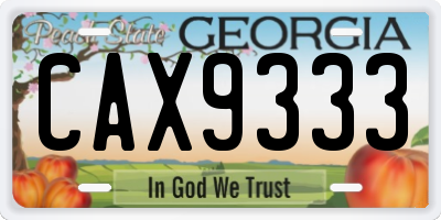 GA license plate CAX9333