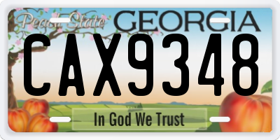 GA license plate CAX9348