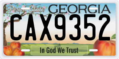 GA license plate CAX9352