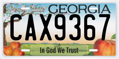 GA license plate CAX9367