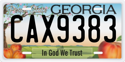 GA license plate CAX9383