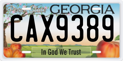 GA license plate CAX9389