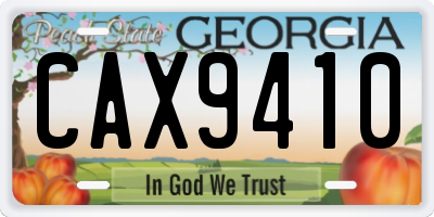 GA license plate CAX9410