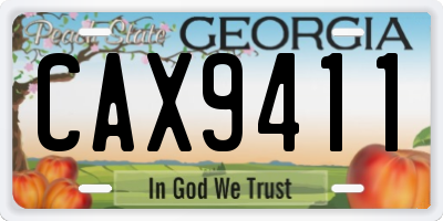 GA license plate CAX9411