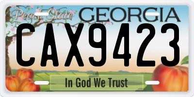 GA license plate CAX9423