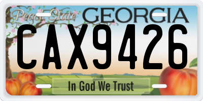 GA license plate CAX9426