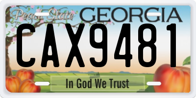 GA license plate CAX9481