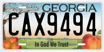 GA license plate CAX9494