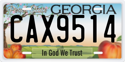 GA license plate CAX9514