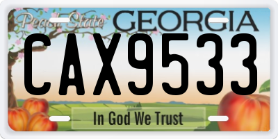 GA license plate CAX9533