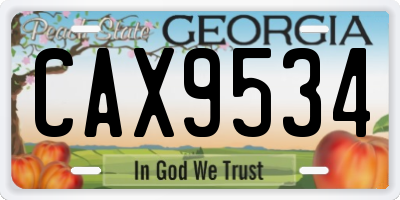 GA license plate CAX9534